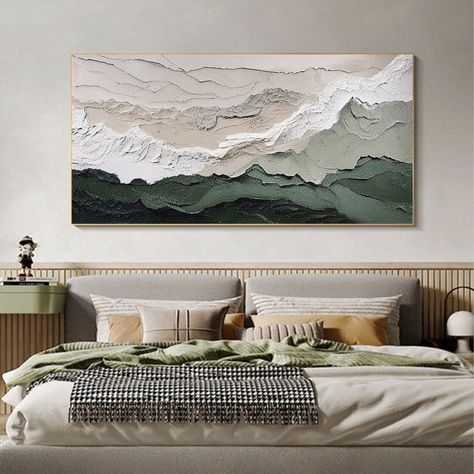 Green Abstract Mountain Painting On Canvas,Wabi Sabi Wall Art,Green And Beige Heavy Texture Mountain Painting,Minimalist Painting,Home Decor Mountains Home Decor, Modern Abstract Wall Art Living Room, Over The Bed Painting, Green Mountains Painting, Textured Forest Painting, Neutral Textured Wall Art, Mountains Texture Art, Textured Art Abstract, Textured Canvas Art Mountains