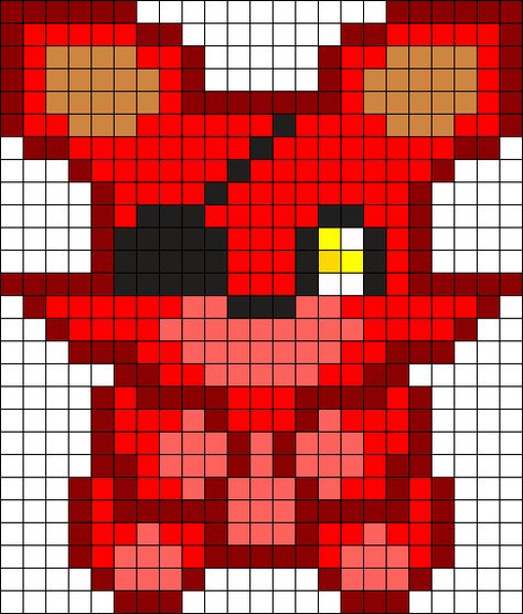 Grille Pixel Art, Pixel Art Animals, Foxy Plush, Pixel Art Minecraft, Image Pixel Art, Modele Pixel Art, Easy Pixel Art, Perler Art, Pixel Art Templates