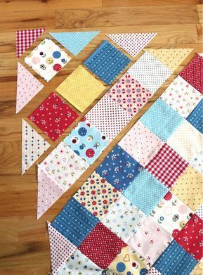 Patchwork On Point Quilt Tutorial - Diary of a Quilter - a quilt blog Square Quilts, Colchas Quilting, Baby Quilt Tutorials, Charm Pack Quilt, Charm Pack Quilts, Sewing Quilts, Quilting Blocks, Quilt Care, Quilt Tutorial