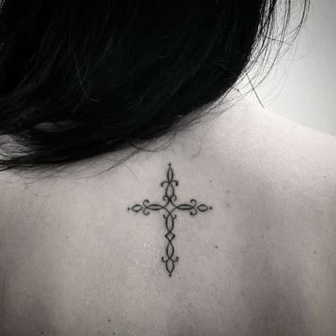 Celtic Tattoo For Women, Cross Tattoo Ideas, Small Cross Tattoos, Dance Tattoo, Back Of Arm Tattoo, Celtic Cross Tattoos, Upper Back Tattoos, Cross Tattoos For Women, Self Love Tattoo