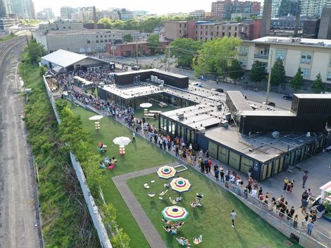 Stackt Market Toronto, Open Air Market Design, Outdoor Market Design, Container Market, Food Court Design, Container Restaurant, Plaza Design, Outside Catering, Studio Rental