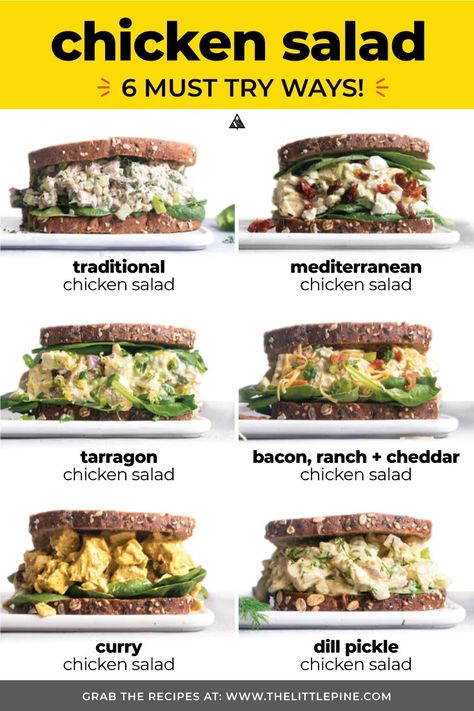 Chicken Salad Recipe Variations, Winter Chicken Salad Recipes, Chicken Salad Keto Recipes, Chicken Salad Flavors, Types Of Chicken Salad, Bariatric Chicken Salad, Chicken Salad Variations, Chicken Salad Recipe With Canned Chicken, Sweet Chicken Salad