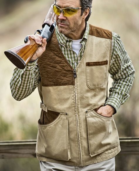 Skeet Shooting Outfit, Shooting Range Outfit, Fall Fashion Vest, Mens Fashion Outdoor, Clay Pigeon Shooting, Skeet Shooting, Sporting Clays, Mens Waistcoat, Men's Waistcoat