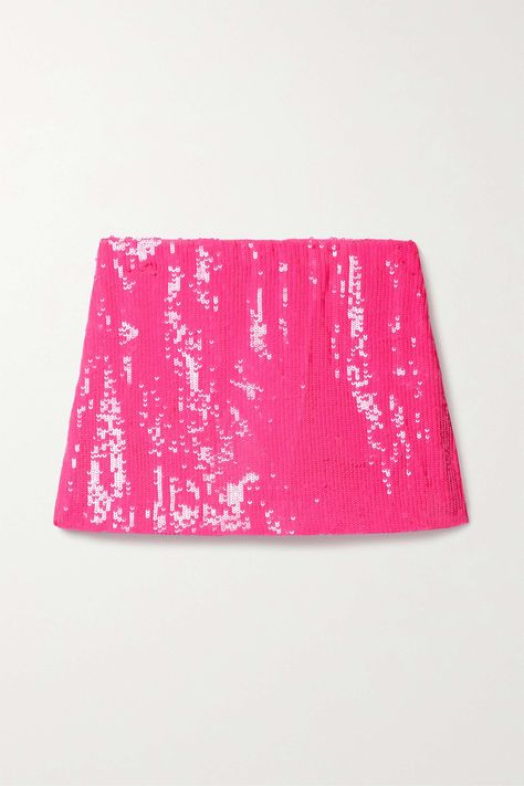 Bright pink Rubi sequined chiffon mini skirt | ALICE + OLIVIA | NET-A-PORTER Chiffon Mini Skirt, Rich Outfits, Hot Pink Skirt, Olivia Pink, Sparkly Skirt, Designer Skirt, Printed Blouses, Balloon Skirt, Sparkle Skirt