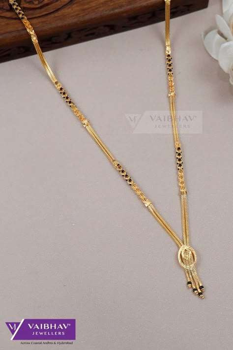 22K Plain Gold Nano Long Mangalsutra 60VI5736 Long Mangalsutra, Unique Gold Jewelry Designs, Bridal Necklace Designs, Gold Jewels Design, Gold Bangles For Women, Black Beads Mangalsutra Design, New Gold Jewellery Designs, Fancy Jewelry Necklace, Gold Mangalsutra Designs