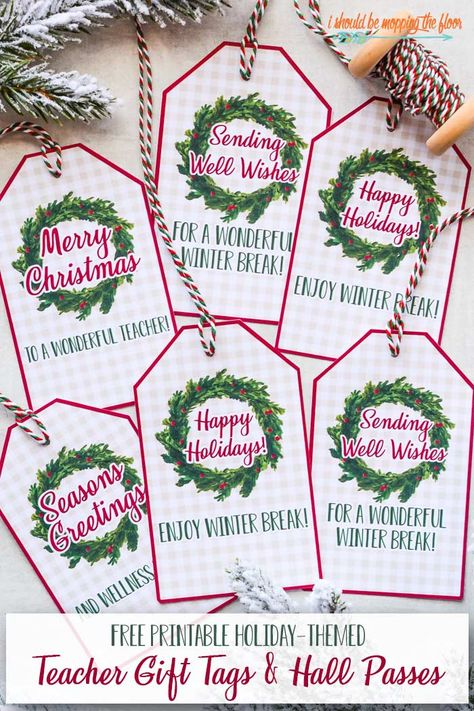 Free Christmas Teacher Gift Tags and Printables + Wellness Gift Basket Ideas Free Christmas Tags, Free Christmas Tags Printable, Free Printable Christmas Gift Tags, Christmas Gift Tags Free, Teacher Holiday Gifts, Teacher Gift Tags, Christmas Tags Printable, Free Printable Gifts, Free Printable Tags