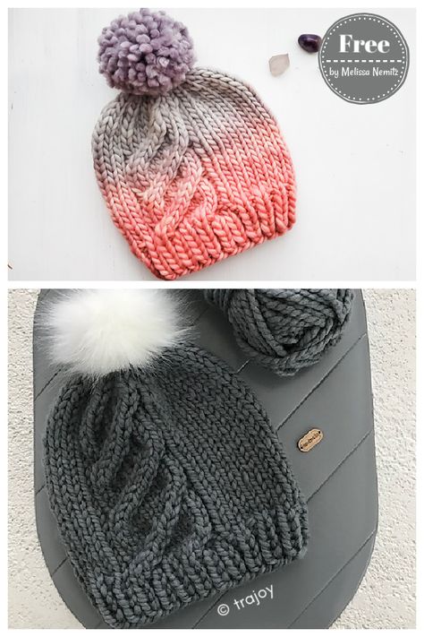 Up & Up Cable Hat Free Knitting Pattern Cable Knit Hat Pattern, Hat Free Knitting Pattern, Cabled Hat Pattern, Girls Knit Hat, Beanie Knitting Patterns Free, Knit Beanie Pattern, Cable Knitting Patterns, Hat Patterns Free, Knitting Patterns Free Hats