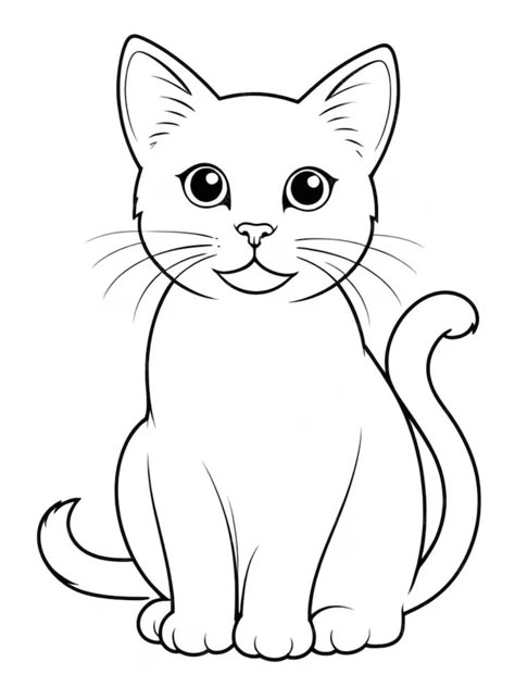 Outline Drawings For Kids, Animal Outline Drawing, Cat Drawing For Kid, Animals Outline, Photo Outline, Wild Animals Drawing, Drawings Of Cats, Drawing Pictures For Kids, Outline Pictures