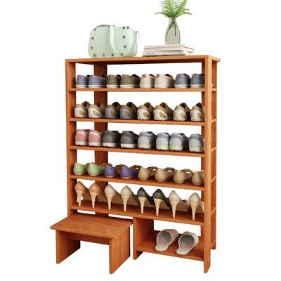 Rebrilliant Solid Wood 12 Pair Shoe Rack Rak Sepatu Diy, Diy Shoe Rack Ideas, Rak Kasut, Wooden Shoe Rack, Wood Shoe Rack, Diy Shoe Rack, Shoe Storage Rack, Shoe Storage Shelf, Shoe Shelves