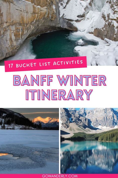 Discover top winter activities for an amazing Banff trip. Banff Itinerary Winter, Banff In December, Banff In February, Banff National Park Winter, Banff Canada Winter, Banff Itinerary, Banff Winter, Christmas Family Vacation, Bucket List Activities