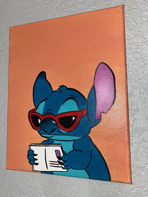 Lilo & Stitch oil painting Canvas Drawing Easy, Mini Canvas Art Diy, Canvas Art Mini, Disney Canvas Paintings, Canvas Art Diy, Painting Ideas On Canvas Simple, Disney Canvas Art, Easy Painting Ideas On Canvas, Beginners Painting