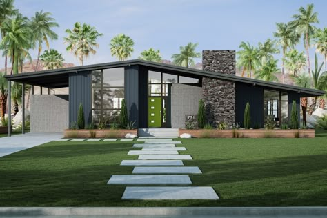 Mid Century Modern Landscaping, Mid Century Modern House Exterior, Mid Century Modern Exterior, Mid Century Exterior, Exterior Renovation, Modern Landscape Design, Modern Ranch, Casa Container, Casa Exterior