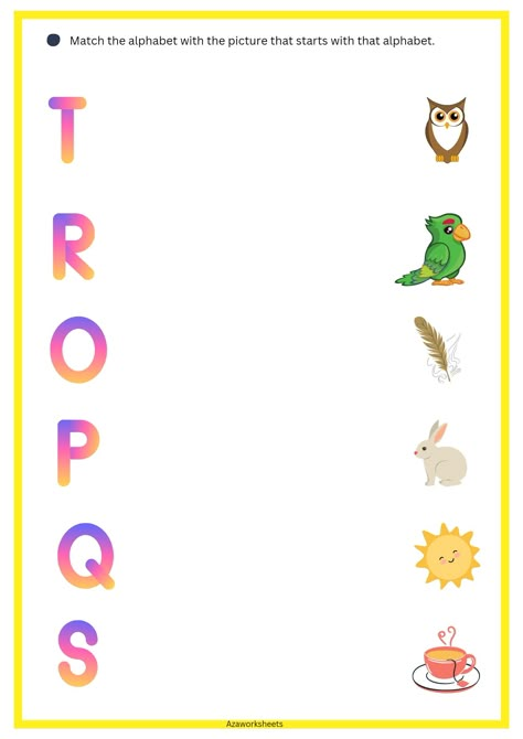 Free printable worksheets for preschoolers and nursery students... Match The Same Letter Worksheet, Prenursery Worksheet, Match The Letter With The Picture, Match The Alphabet With Picture, Nursery Worksheets Preschool English, Printable Worksheets For Preschoolers, Alphabet With Pictures, Kg Worksheets, Worksheet For Nursery