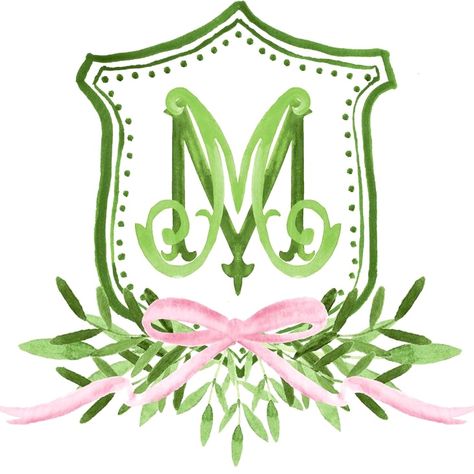 Monogram Painting Ideas, Chinoiserie Monogram, M Lettering, Monograms Design, Wedding Crest Monogram, D Monogram, Pretty Monograms, Crest Monogram, Monogram Painting