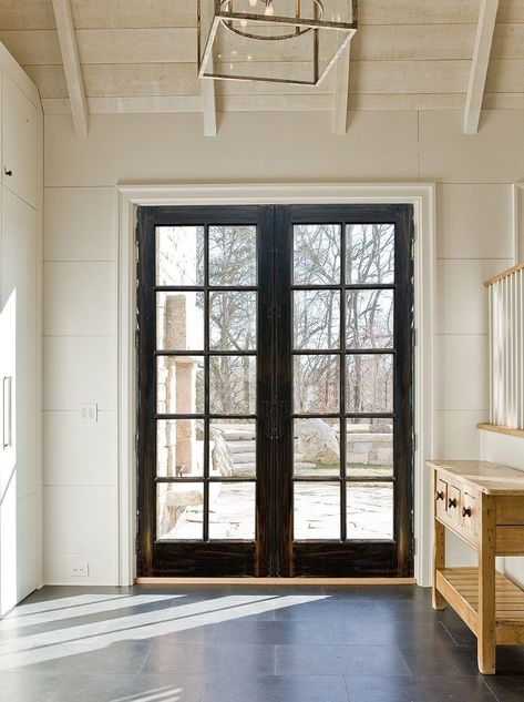 Pocket Door Pantry, Black French Doors, French Doors Bedroom, Interior Exterior Doors, French Doors Exterior, Interior Sliding Barn Doors, Custom Dining Tables, Pantry Doors, French Doors Patio