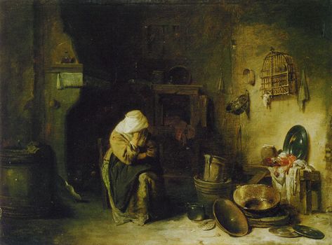 Willem Kalf - Old Woman in a Kitchen Getty Museum, Painting Reproductions, 17th Century, Painting Techniques, Art Reproductions, Classic Art, Holland, Oil On Canvas, Decoupage