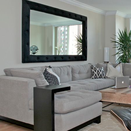 How to Create A Focal Point in Your Living Room Above The Couch, Furnitur Ruang Keluarga, Mirror On The Wall, Living Room Mirrors, Design Del Prodotto, Large Mirror, Design Living Room, Living Room Grey, A Living Room