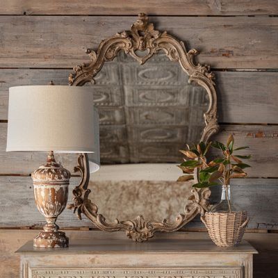 THE THATCHED COTTAGE | Shop Sales Events Antique Farmhouse Shabby Chic Mirror, Classic Table Lamp, Chic Mirror, Rustic Mirrors, Ornate Mirror, Thatched Cottage, Antique Farmhouse, Fireplace Mantels, Antique Mirror