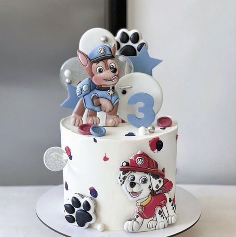 Patrol Cakes Ideas, Pastel Paw Patrol Birthday, Paw Patrol Birthday Modern, Cake Patrol Paw, Patrol Paw Cake, Paw Patrol Cake 3rd Birthday, Paw Patrol Cakes For Boys, Paw Patrol Birthday Decor, Modern Paw Patrol Birthday Party