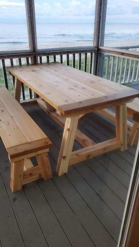 Homemade Picnic Table, Outside Table And Bench, Picnic Benches, Wooden Picnic Tables Diy, How To Build A Picnic Table, Picknick Table Ideas Diy, Picnic Table With Benches, Picnic Table Bench Plans, Picnic Tables Ideas