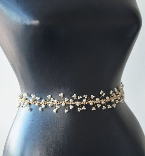 Wedding Belt Gold Rhinestone Sash Pearl Bridal Belts and | Etsy Bridal Belts And Sashes, Jewelry Belt, Bridesmaid Belt, Bridal Belts, Shoulder Necklace, Bridal Sash Belt, Wedding Belt, Prom Accessories, Wedding Sash Belt