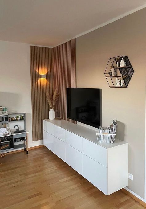 Panel Strip Wall, Wooden Panneling Design Tv Unit, Wooden Panels Behind Tv, Wooden Panneling Design Wall Tv, Wooden Panel Tv Wall, Wooden Panel Walls Living Rooms, Wooden Panels Living Room, Living Room Wall Panelling Ideas, Wooden Panel Living Room