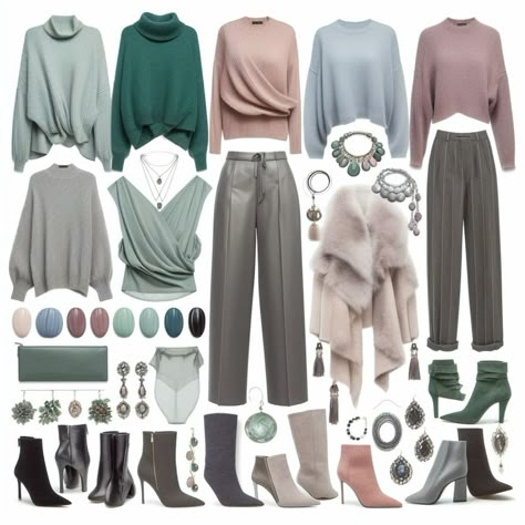 Soft Summer Office Outfit, Soft Summer Soft Dramatic, Soft Summer Style Outfits, Soft Summer Winter Wardrobe, Soft Summer Casual Outfits, Soft Summer Work Outfits, Soft Summer Color Palette Outfits Capsule Wardrobe, Soft Summer Color Palette Clothes, Soft Summer Outfits Color Palettes