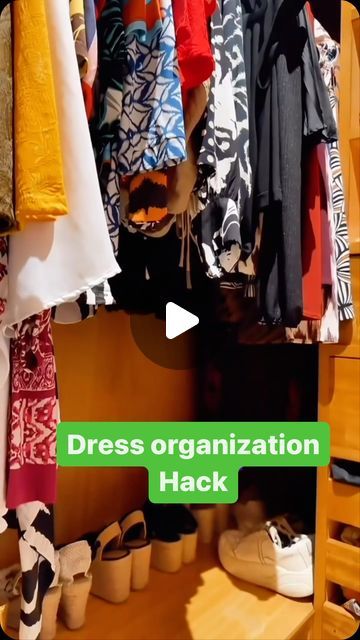 Organize Dresses In Closet, Dresses Organization Ideas, How To Store Long Dresses In Closet, Clothing Organization Hacks, Hang Dresses In Closet Ideas, Wardrobe Hacks Organizing, How To Hang Dresses In Closet, Hanging Dresses In Closet, Shared Wardrobe Organisation