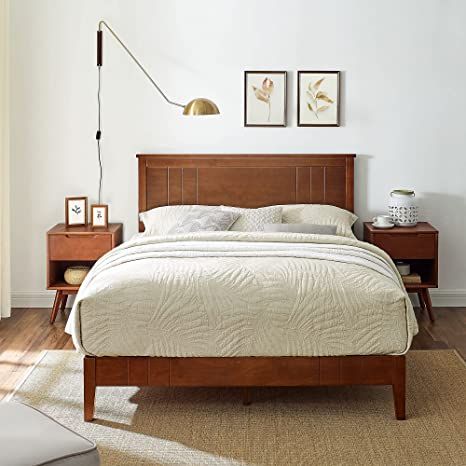 Amazon.com: MUSEHOMEINC Mid-Century Modern Solid Wooden Platform Bed with Adjustable Height Headboard for Bedroom,Full Size Wooden Bed Frame with Headboard,Wood Slat Support & No Box Spring Needed,Full : Home & Kitchen Construction Bedding, Wooden King Size Bed, Beautiful Bed Designs, Wooden Bed Frame, Wood Platform Bed Frame, Wooden Platform Bed, Solid Wood Platform Bed, Minimalist Silhouette, Wooden Bed Frames