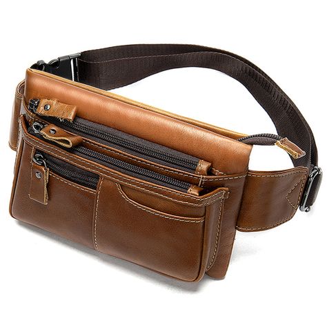 MVA Men Genuine Leather Zipper Casual Waist Bag – MRSLM Coffee Style, Leather Waist Bag, Coffee Fashion, Brown Coffee, Goods And Service Tax, Party Shop, Leather Zipper, Waist Bag, Leather Craft