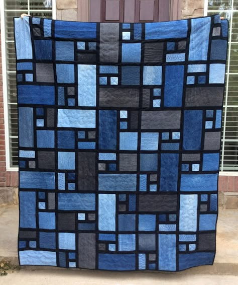 Levi Quilts Ideas, Denim Quilt Ideas, Shibori Quilt, Denim Bedding, Jean Quilt Ideas, Återvinna Jeans, Denim Rag Quilt, Denim Quilt Patterns, Denim Quilts