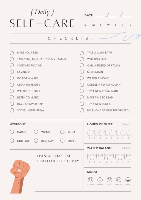 KayaKreasi - Daily Self-Care Checklist: A Guide to a Healthier You Free Printable Habit Tracker, Eating Mindfully, Creating New Habits, Daily Routine Habits, Habit Tracker Ideas, Bedtime Rituals, Printable Habit Tracker, Morning Routine Productive, Before Bed Workout