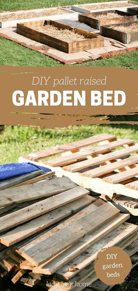 Create a sustainable garden with this DIY pallet raised garden bed, one of the simplest DIY garden projects for green thumbs. This guide provides you with pallet raised garden bed plans that are practically free and perfect for beginners wondering how to use pallets in the garden. For more cheap DIY projects and edible garden ideas, visit ladyleeshome.com. Palate Garden, Pallets In The Garden, Edible Garden Ideas, Raised Garden Bed Diy, Pallet Raised Garden Bed, Pallet Raised Garden, Garden Bed Diy, Garden Bed Plans, Making Raised Garden Beds