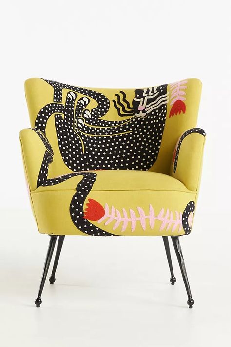 Accent Chairs, Arm Chairs, and Dining Chairs | Anthropologie Fun Chairs For Living Room, Statement Chair Bedroom, Mcm Accent Chair, Unique Accent Chairs, Boho Chairs, Collage Furniture, Accent Dining Chairs, Chairs For Living Room, Funky Chairs