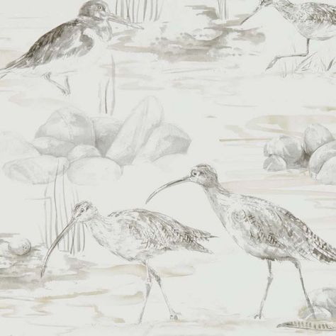 Sanderson Estuary Birds Chalk/Sepia DEBB216493 Wallpaper | Closs & Hamblin Blue Grey Wallpaper, Sanderson Wallpaper, English Estate, Birds Wallpaper, Interior Wallpaper, Wallpaper Paint, Bird Wallpaper, Scenic Design, Wallpaper Calculator