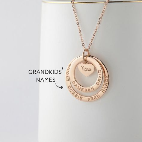 Grandma Jewelry Mother's Day Gift For Grandma | Etsy Nana Christmas, Grandma Jewelry, Nana Necklace, Grammy Gift, Grandmother Necklace, Grandmother Jewelry, Grandma Necklace, Big Ring, Small Ring