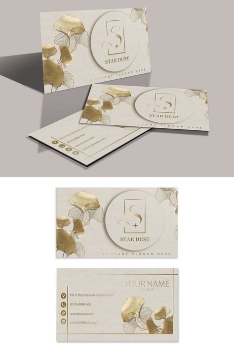 High End Elegant Hollow Ginkgo Bronzing Business Card#pikbest#Templates#Business card#Corporate Floral Business Card Design, Business Card Psd Free, Stationery Design Inspiration, Floral Business, Packaging Ideas Business, Templates Business, Real Estate Business Cards, Visiting Card Design, Business Card Psd