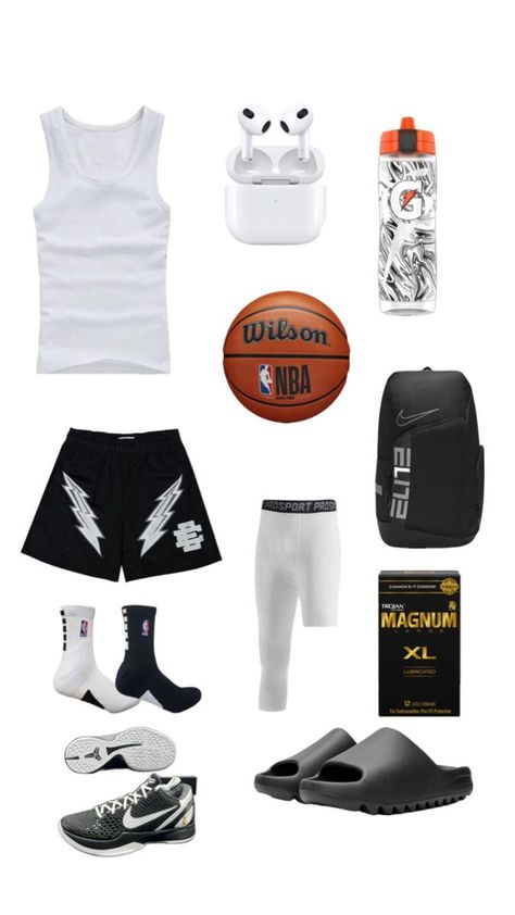 Hooper Fits, Hoop Outfit, Basketball Essentials, Basketball Drip, Basketball Fits, Basketball Outfits, Guys Fashion Swag, Marvel Art Drawings, Looks Hip Hop