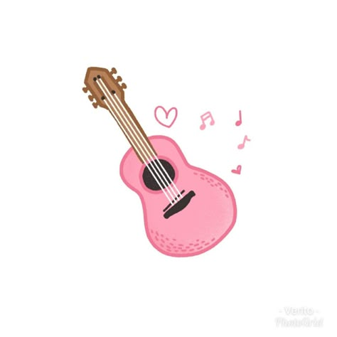 Pink Ukulele Aesthetic, Cute Guitar Drawing, Ukulele Drawing, Regalos Cute, Ukulele Aesthetic, Pink Ukulele, Microphone Drawing, Highlights Cover Instagram Friends, Ukulele Stickers