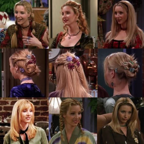 2000s Movie Hairstyles, 90 S Hairstyles Women, 2000s Formal Hairstyles, 90s Scrunchie Hair, 90s Whimsigoth Hair, 90s Hoco Hair, Friends Tv Show Hairstyles, Phoebe Buffay Hair Tutorial, Whimsigothic Hairstyles