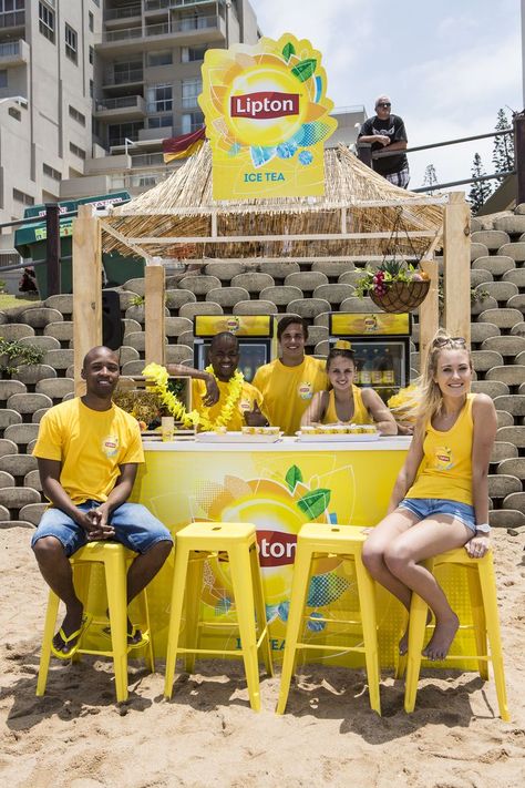 Taste the Brightside | Lipton Summer 2014 | Umhlanga Beach - Sampling Activation Summer Activation, Product Sampling, Brand Activation Ideas, Experiential Marketing Events, Lipton Ice Tea, Food Cart Design, Event Booth, Beach Events, Brand Pop