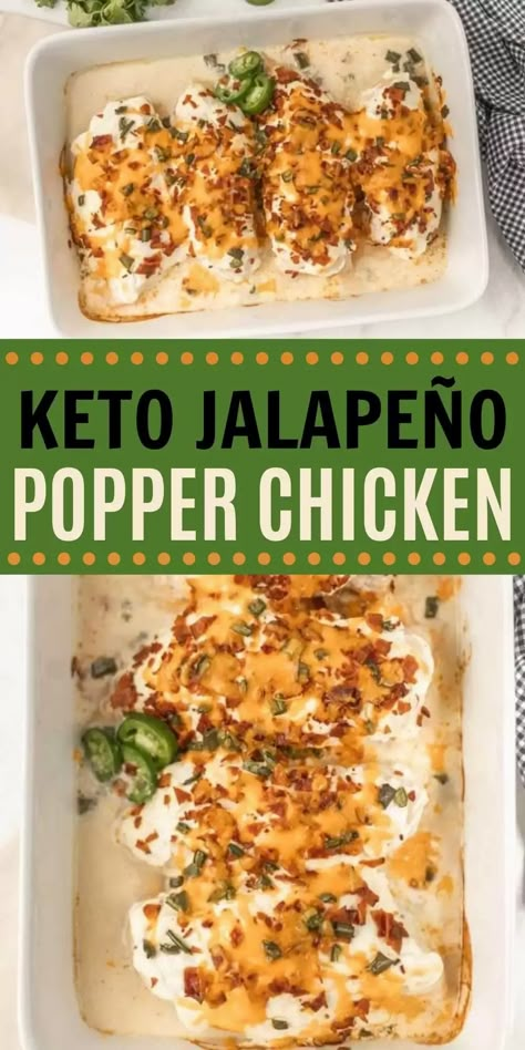 Keto Jalapeño Popper Chicken Recipe is packed with so much amazing flavor. That is why we love this easy low carb dinner. Everyone loves it and it’s easy to make too! #eatingonadime #ketodinners #lowcarbdinners #chickendinners Low Carb Chicken Breast Recipes, Jalapeno Popper Chicken Recipe, Easy Low Carb Dinner, Low Carb Dishes, Popper Chicken, Carb Dishes, Healthy Low Carb Dinners, Jalapeno Popper Chicken, Keto Dishes