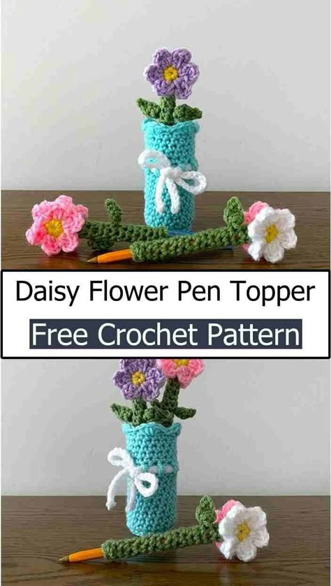 Crochet Pen Amigurumi Crochet Pen Cozy Free Pattern, Crochet Office Desk Decor, Crochet Desk Decor Free Pattern, Crochet Pen Holder Pattern Free, Pen Holder Crochet, Crochet Pen Holder, Baby Dress Diy, Envelope Pattern, Crossbody Bag Pattern