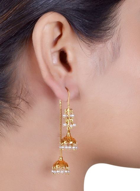 Temple Jewellery Jhumkas, Unique Wedding Earrings, Earring Indian, String Earrings, Bridal Jewelry Sets Brides, Diy Wire Earrings, Bridal Jewelry Vintage, Wedding Earring, Jewelry Set Design