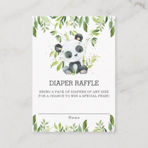 Adorable Cute Panda Greenery Diaper Raffle Ticket - Baby Shower Invitations Twin Boy And Girl Baby Shower, Panda Baby Shower Invitations, Bear Baby Shower Ideas, Panda Pink, Panda Baby Showers, Baby Shower By Mail Invitation, Gender Neutral Invitations, Shower By Mail Invitation, Panda Theme