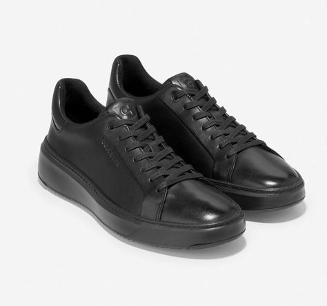 Sneakers Athletic, Cole Haan, Sneakers Black, All Black Sneakers, Athletic Shoes, Leather Upper, Black Leather, Man Shop, Heels