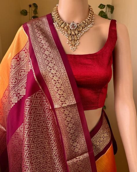 Mango yellow art silk saree with contrast maroon zari border.. completely gives a traditional look by adding small thread checks all over saree. Comes with contrast maroon blouse piece. Wash care: Normal wash #artsilksarees #silksaree #mangoyellowsaree #yellowsaree Mango Yellow, Indian Wedding Gowns, Trendy Outfits Indian, Outfits Indian, Maroon Blouse, Yellow Saree, Art Silk Sarees, Yellow Art, Blouse Piece