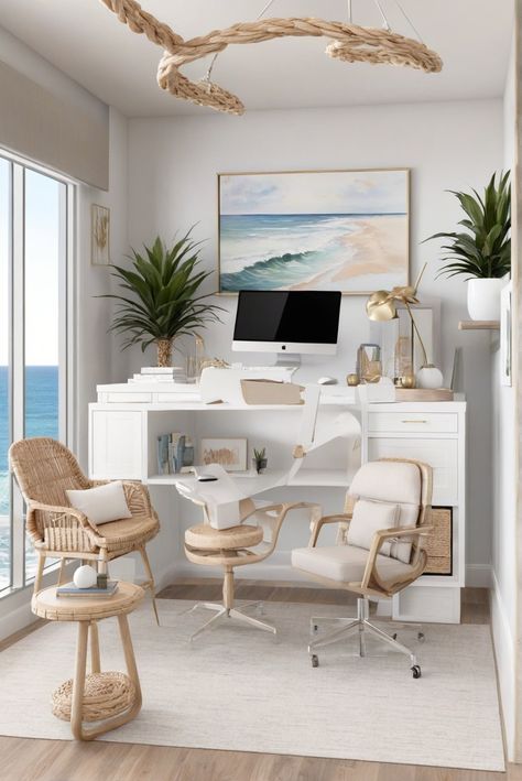 1. Modern Office Décor
2. Coastal Office Design
3. Office Reveal 2024
4. Futuristic Workspace Coastal Office Room, Beach Aesthetic Office, Modern Coastal Office Interior Design, Coastal Modern Office Design, Ocean Office Decor, Beach Themed Office, Modern Coastal Office, Coastal Office Ideas, Villa Bloxburg