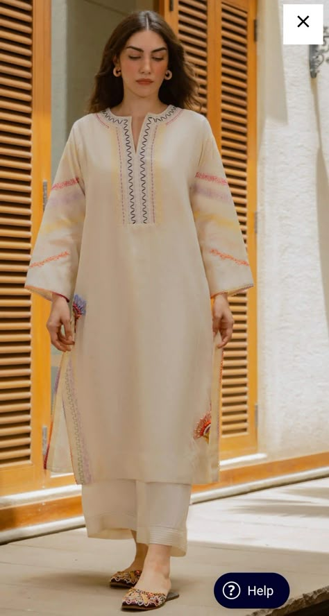 Kurta Pant Design, Embroidery Outfits, Cotton Suit Designs, Misha Lakhani, Pakistani Kurta, Pant Design, Simple Dress Casual, Stylish Kurtis Design, Trendy Outfits Indian