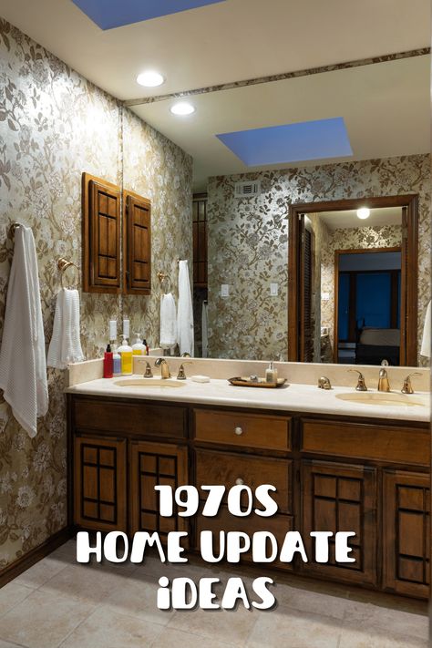 1970 Bathroom Remodel Before And After, 1970s Bathroom Remodel Before After, 70s House Makeover Interior, 70s Rustic Home, Dated House Makeover, Renovated 1960s House, Remodeling 80s Home, Remodeled 70's Home, Old Home Makeover On A Budget